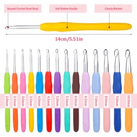 Ruasol Crochet Hook Set with 14 Sizes, Ergonomic Crochet Hooks and Crochet Hook Accessories, Crochet Hook Set for Beginners and Experienced Users