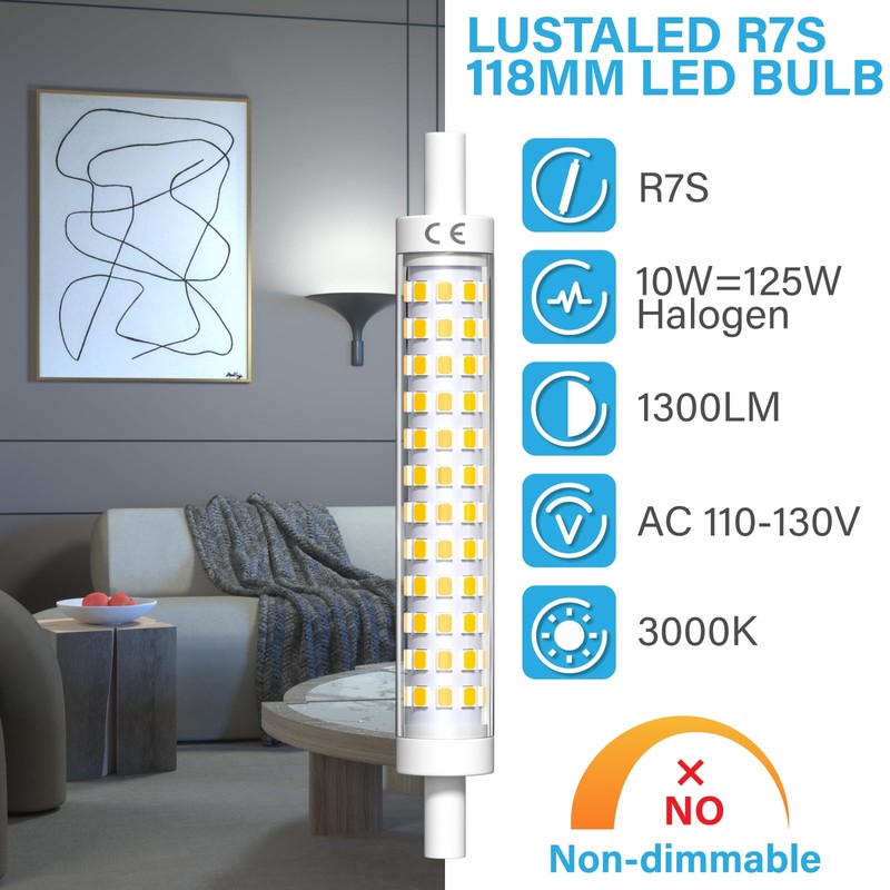 Lustaled R7s LED Bulb 118mm 10W 1300LM Day Light 6000K