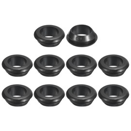 QUARKZMAN Pack of 18 Rubber Cable Grommets, 16 mm ID 20 mm Drill Hole Rubber Grommets Hollow Hole Plugs Rubber Seal Round for Protection of Wires and Cables, for Desks, Black