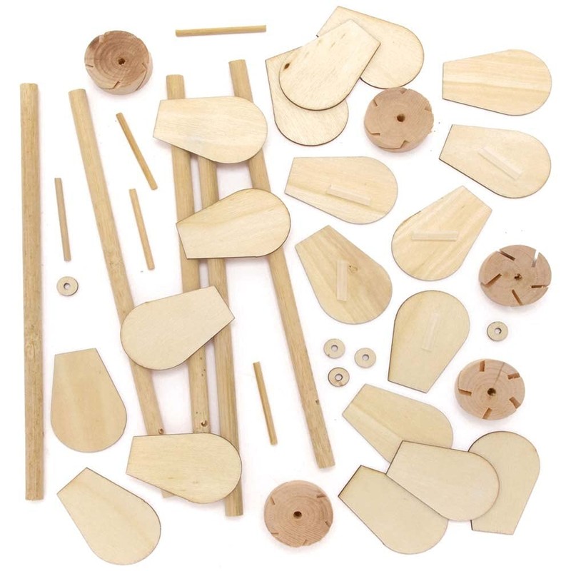 Baker Ross Flower Wooden Windmills - Pack of 5, Easter