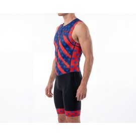 Wixen Men’s Triathlon Suit –Breathable & Padded Tri Suit for Swim, Bike & Run | Race Day Gear for Triathletes - US_Flag - M