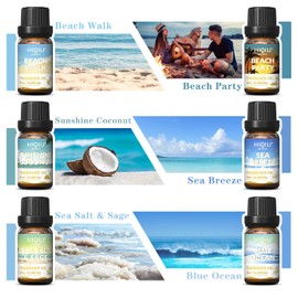 HIQILI Fragrance Oil, Gold Coast 6x10ml for Candle Scents Making, Scented Oils for Soy Candles Soap Slime Aromatherapy Diffuser, Premium Grade Essential Oil Gift Set for Christmas Holiday