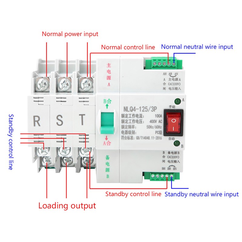 AC 400V 3P 63/80/100A Dual Power Automatic Transfer Toggle Switch(100A)