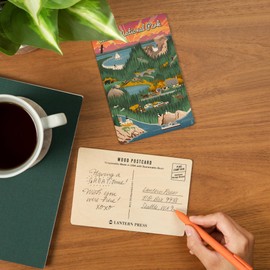 Acadia National Park, Maine, Retro View (4x6 Birch Wood Postcards, 2-Pack Stationary, Rustic Home Wall Decor)