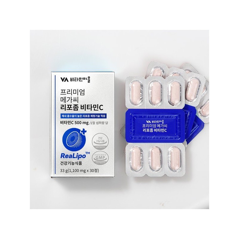 Vitamin Village 프리미엄 메가씨 리포좀 비타민C 6박스 총180정 Premium Mega