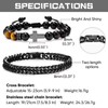 MEALGUET 2 pcs Men's Stainless Steel Bracelets : Black Gemstone