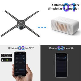 HAVisikr 3D Hologram fan-Hologram fan 2000 * 1444PX Resolution 722 pcs HD LED Beads -Holographic Video Advertising Projector Support APP+Bluetooth Audio+WIFI (24.4 inch 16G)