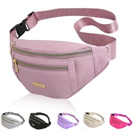 Yoolly Bum Bag for Women Men, Fashion Fanny Pack with 3 Zipper Pockets & Adjustable Strap, Lightweight Waist Bags for Travel, Running, Cycling, Hiking (Pink)