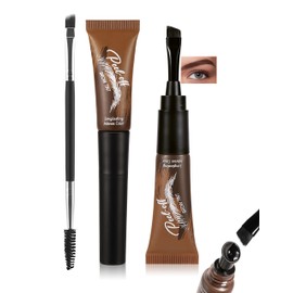Erinde Gel Para Cejas Peel off, Tinte Para Cejas de Larga Duración y Resistente al Agua, Gel Para Cejas a Prueba de Manchas y Transferencias, Crema Tintada Mate Natural Para Cejas con Pincel,#02