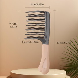 Wide Tooth Comb for Curly, Detangling Hair Brush with Double-layer Wavy Tooth Design and Ergonomic Handle for Long/Thick Dry/Wet Hair for Women/Girl without Straighten the Curl HairStyle