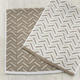 Freely Towels, Face Towels, Set of 6, 13.4 x 31.5 inches (34 x 80 cm), 100% Cotton, Thick, Plain, Washable, Summer Towels, Water Absorption (6 Herringbone, Brown)
