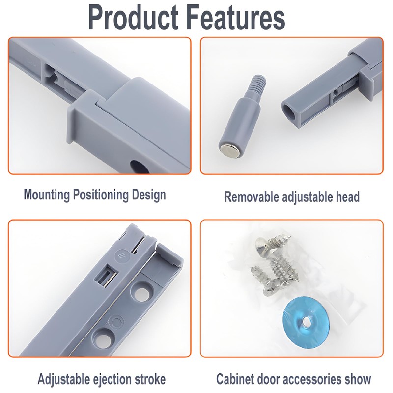 10 PCS Push to Open Door Catches, Soft Close Magnetic