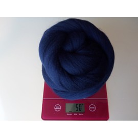 Blue Family* 100% Pure Merino Roving Wool Tops for Dry and Wet Felting 30-200 g (Navy, 50 g)