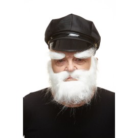 Mustaches Self Adhesive, Novelty, Realistic, Traper Fake Beard Fake Mustache and Fake Eyebrows, White Color