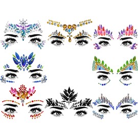 Face Gems 8 Pack (UK COMPANY) Face Stickers Festival Accessories for Kids Stick On
