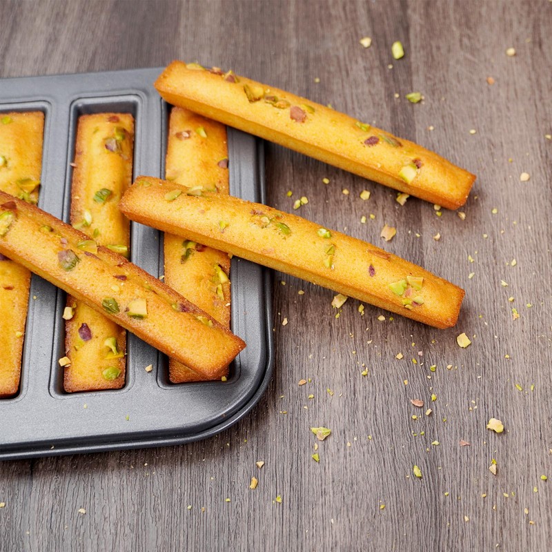 Elesinsoz 6 Cup Financier Cake Baking Pan Breadstick Biscotti Ladyfinger