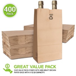 Stock Your Home 20 Lb Big Brown Paper Bags (400 Count) - Bulk Disposable Liquor Bottle Sacks, Extra Large Size Blank Bag, Good for Big Lunch, Grocery Food Shopping, and Arts & Crafts Projects