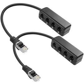 tunghey 2Pack RJ45 to RJ11 Converter Adapter, Ethernet RJ45 8P8C Male to 4 Telephone Jack RJ11 6P4C Female Adapter Splitter for Network to Telephone