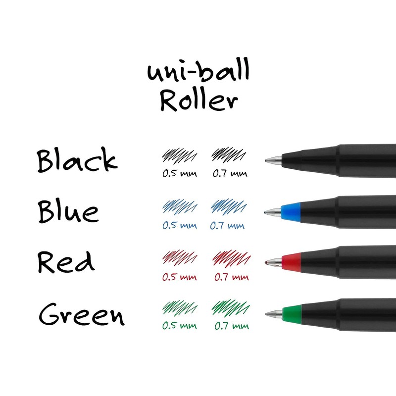 Sanford Uniball Roller Stick Pen, 0.5Mm Micro Point, Black Ink,