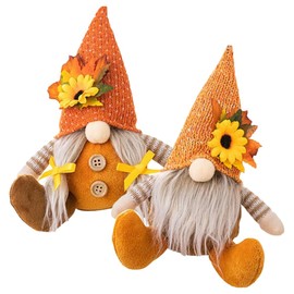 Dhqkqg 2Pcs Autumn Gonk Gnomes Plush, Autumn Gonk Decorations, Handmade Gonks Decorations Gnomes Plush, Harvest Sunflower Maple Leaf Elf Dwarf Decor, Fall Gnomes for Thanksgiving Harvest Festival