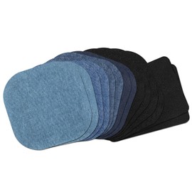 Anpro Pack of 30 Patches, Pack of 24 Denim Patches, Blue Oval Fabric, 6 Pieces Iron-On Patches for T-Shirt, Jeans, Bags, Skirt Repair, Children, Adults, 3 Colours