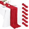 6 Pack Red Cheesecloth Table Runner, 10Ft Boho Gauze Table