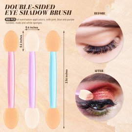 Tanlade 500 Pcs Eyeshadow Applicators Disposable Eye Makeup Applicators Eye Makeup Brushes Eyeshadow Double Sided Sponge Applicators for Women Lady Girls(Mixed Colors, 2.56 Inch)