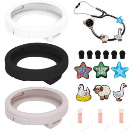 Silicone Protection Kit Compatible with Digital Stethoscope Model 500, 3 Silicone Covers, 3 EPU Films, 6 Ear Tips, 6 Cute Charm Tags, Dustproof Plug Anti-Scratch Stethoscope Cover Accessories Set