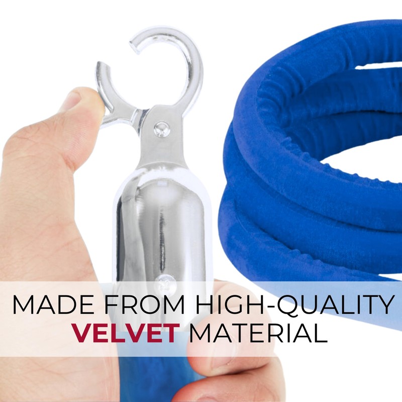 4 PCS Blue Velvet Rope - 5 Ft Crowd Control