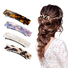 Pack of 4 Women's Large French Hair Clips Rectangular Hair Clip for Thin and Thick Hair