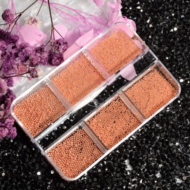 QIMYAR 3D Nail Art Caviar Beads for Nail Art Multi Size 0.5-1.0MM Mini Metal Caviar Beads Gold Silver Rose Gold Round Steel Ball Beads Gems Rhinestones Accessories