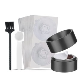 RECAFIMIL Wiederverwendbares Vertuo-Kapsel-Nachfüllset für VertuoLine-Kapseln mit 100 Aluminiumfolien-Dichtungen, Füllwerkzeughalter, kompatibel mit wiederverwendbaren Vertuo-Pod