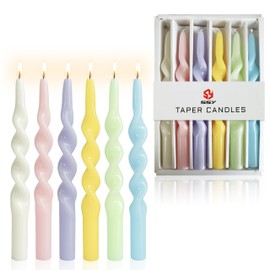10 Inches Spiral Taper Candles Sticks Pastel Twisted Candle Dripless Unscented Long Candles, Handmade Candy Candlesticks for Wedding Dinner Decor, Set of 6