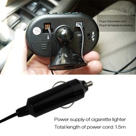 HXBER Car Dual Temperature Gauge Voltmeter, Car Thermometer Digital Clock DC 12V Automobile Clock LED Lighted Auto Dual Temperature Gauge Voltmeter Voltage Tester