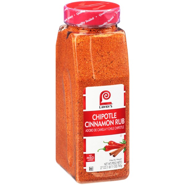 Lawry's Chipotle Cinnamon Rub, 27 oz - One 27 Ounce Container of Chipotle Cinnamon Rub Made of Chipotle Chili Pepper, Cinnamon, and Paprika Perfect for Burgers, Pork, Chicken, and Vegetables