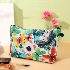 Women’s Cosmetic Bag, Colorful Butterfly-Themed Makeup Pouch, Small Zipper Pouch for Purse, Toiletry Bag Accessory, Ideal Gift Idea, Suitable for Travel