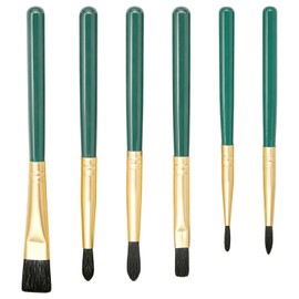 6Pcs Mini Watercolor Travel Brushes Paint Painting Set, Portable Art Supplies For Beginners, Round & Flat Nylon Bristles With Green Handle For Acrylic Gouache Oil Sketching
