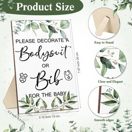 35 Pcs Baby Shower Games Baby Bibs Design Wooden Baby Shower Game Sign DIY Bodysuit Bib Sign 15 White Blank Baby Feeder Bibs 9 Newborn Bodysuit 10 Marker for Baby Shower Boys Girls(Greenery)