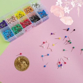600 PCS Colored Push Pins Map Tacks, Colorful Round Push Pin, Map Tacks Marking Pins, Small Round Head Marking Pin (10 Colors)