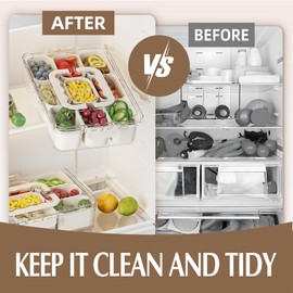 riyeloi Snackle Box Container, Portable 9 Compartments Divided Serving Tray with Lid and Handle, Clear Snack Box, Stackable Snack Platters Organizer for Fruits, Candies, Vegetables, Nuts-2 PACK