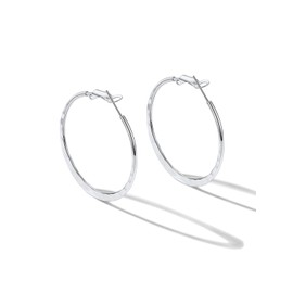 PROSTEEL Hoop Earrings, Surgical Stainless Steel, Women's, Hypoallergenic, Loop Earrings, Loop, Simple, Small, Both Ears, Rust-free, Lightweight, Casual, Accessory, Hammered, Stainless Steel