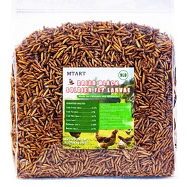 MTART 9LB Dried Black Soldier Fly Larvae Treat for Chicken, 100% Natural Non-GMO More Calcium Than Dried Mealworms High Protein Chicken Feed for Birds, Ducks, Layer Hens