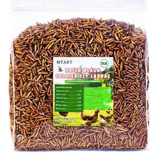 MTART 9LB Dried Black Soldier Fly Larvae Treat for Chicken,
