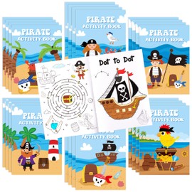 JAPBOR Pirate Activity Coloring Books - 48PCS Mini Pirates Activities Colouring Book Bulk for Kid Party Favor, Summer Nautical Theme Drawing Booklet Goodie Bag Filler, Birthday Class Painting Game