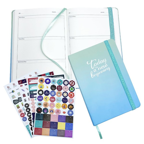 MUWINC A5 Weekly Planner with Colour Gradient & Sticker Set,