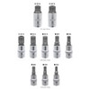 DAKCOS 10pcs Spline Socket Set,M-Type,M4-M18 for 1/2",3/8",1/4" Drive,Triple Square Spline