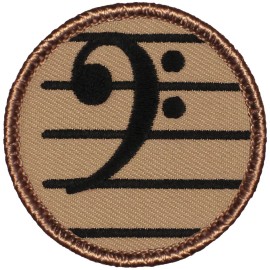 Patchtown Bass Clef Patrol Patch - 2" Round Embroidered Patch - Peel & Stick Adhesive
