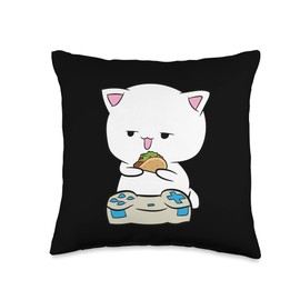 Cat Taco Video Game Love Tacos Throw Pillow