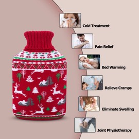 Hot Water Bottle Bed Bottle for Babies with Soft Cover 2L Christmas Gift (Christmas)