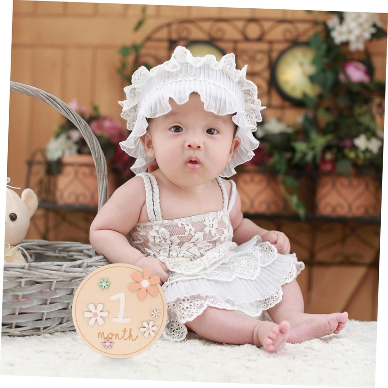 SUPVOX Newborn Milestone Wooden Discs Monthly Announcement Signs for Photography